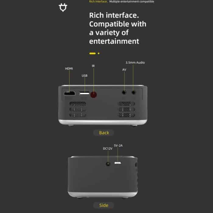 T20 320x240 400 Lumen Basisversion Tragbarer Heimkino-LED-HD-Digitalprojektor, UK Plug, Basic Version, EU Plug, Basic Version, AU Plug, Basic Version – Bild 8