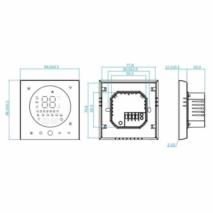 BHT-008GCL 95-240V AC 5A Smart Home Kesselheizung LED-Thermostat ohne WLAN, Without WiFi – Bild 2
