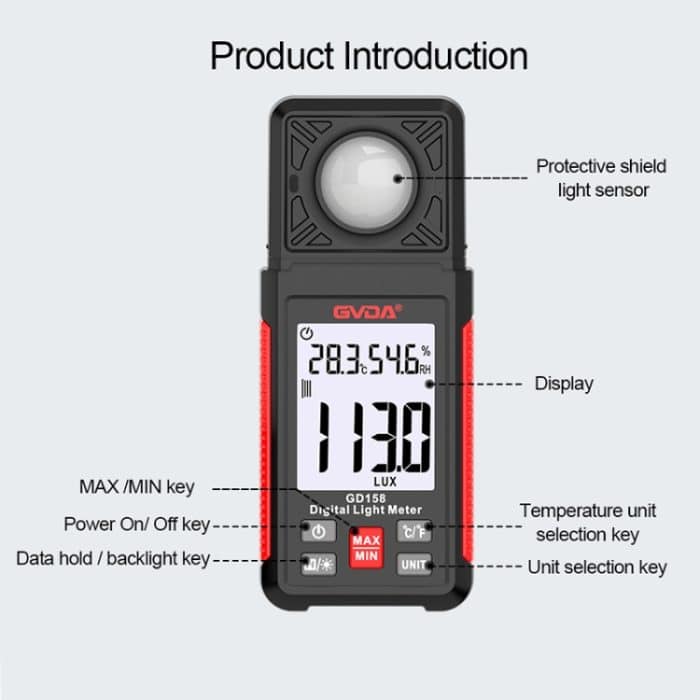 GVDA GD158 200000Lux Digital Light Meter Tester Helligkeit Photometer – Bild 3
