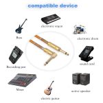 TC048GFY Vergoldetes 6,35-mm-Audiokabel mit geradem Stecker und Winkelstück für E-Gitarren-Schlagzeug, Länge: 3 m – Bild 3