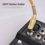 TC048GFY Vergoldetes 6,35-mm-Audiokabel mit geradem Stecker und Winkelstück für E-Gitarren-Schlagzeug, Länge: 3 m – Bild 5