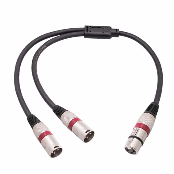 2055YMMF-05 Audiokabel XLR 3-Pin-Buchse auf Dual-Stecker, Länge: 50 cm, XLR F to Dual M (Black+Red), XLR F to Dual M (Black+Blue), XLR F to Dual M (Black) – Bild 1