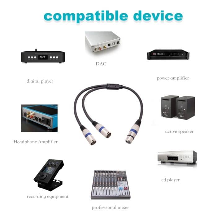 2055YMMF-05 Audiokabel XLR 3-Pin-Buchse auf Dual-Stecker, Länge: 50 cm, XLR F to Dual M (Black+Red), XLR F to Dual M (Black+Blue), XLR F to Dual M (Black) – Bild 3