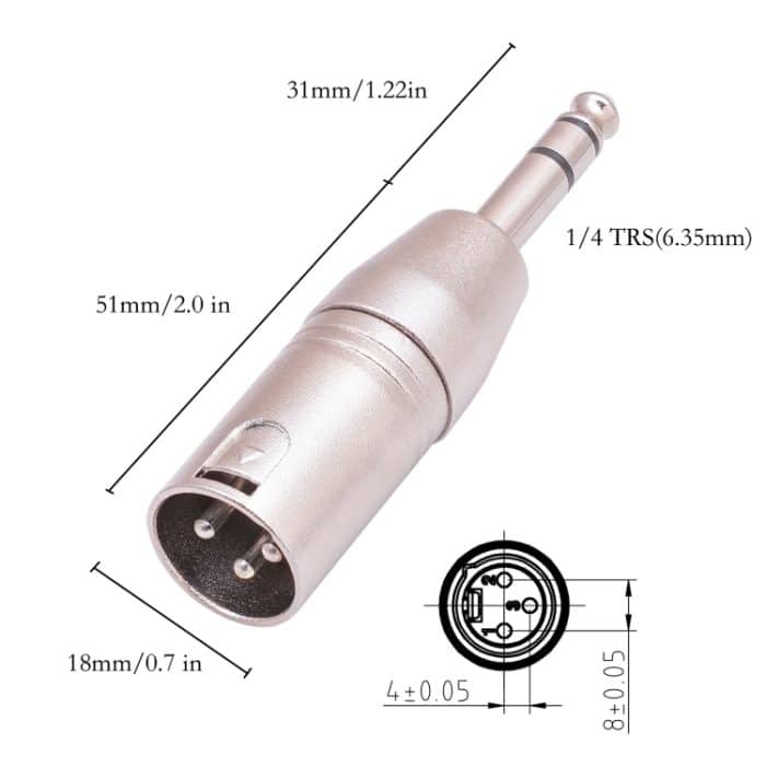 LZ1180 6,35 mm 1/4 TRS-Stecker auf 3-poligen XLR-Stecker-Adapter – Bild 4
