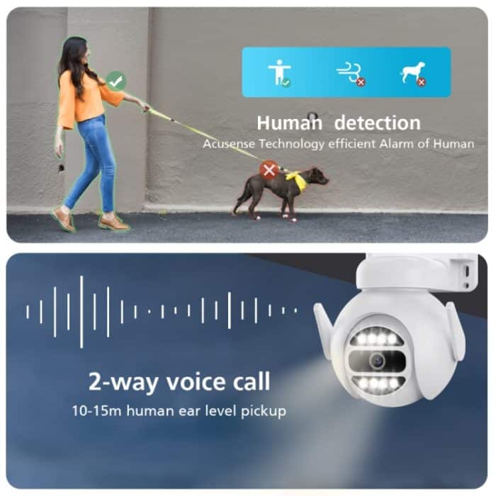 A8-C2 2MP Smart WiFi-Überwachungs-IP-Kamera, Dual-Light-Vollfarb-Nachtsicht / / Zwei-Wege-Audio / TF-Karte, US Plug, EU Plug, AU Plug, UK Plug – Bild 6