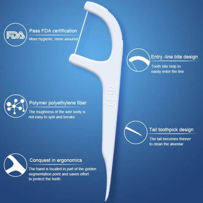 BMBO Tragbarer Zahnseide-Stick in Box, Einweg-Zahnseide-Stick, 50 / Pack – Bild 5