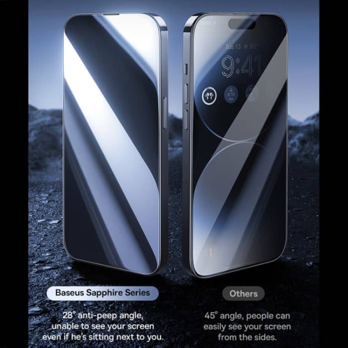 Staubdichte, blickdichte Hartglasfolie der Baseus Sapphire-Serie, For iPhone 15 Pro Max, For iPhone 15 Pro, For iPhone 15 Plus, For iPhone 15 – Bild 3
