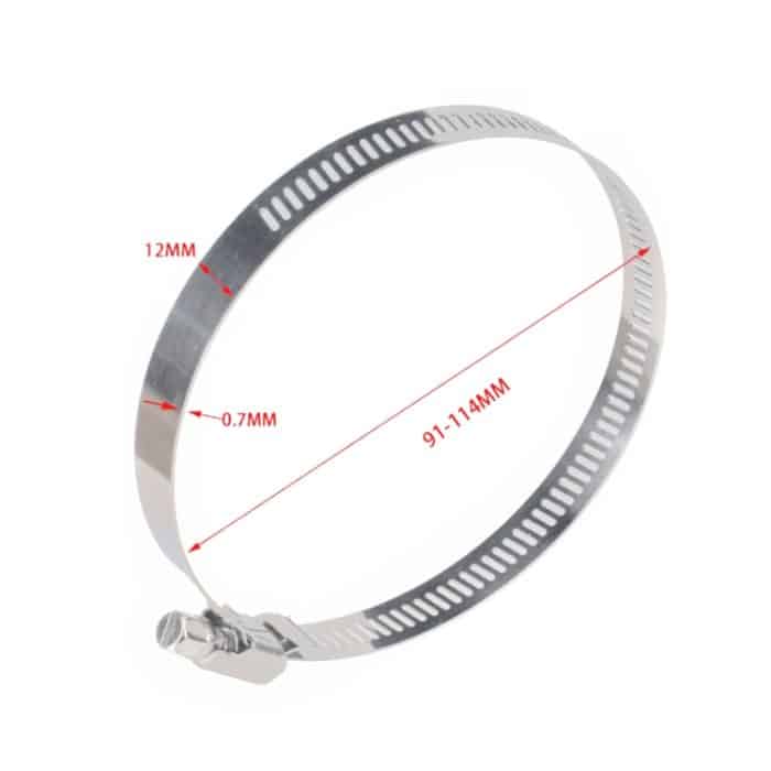 4 Stück Edelstahl-Schlauchschellen Rohrschelle Kraftstoffleitungsschelle, Größe: 91–114 mm – Bild 3