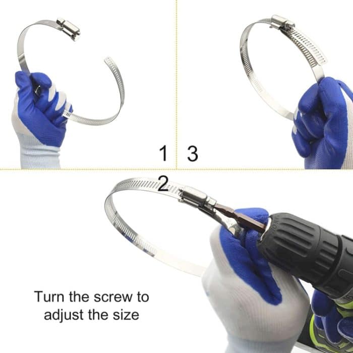4 Stück Edelstahl-Schlauchschellen Rohrschelle Kraftstoffleitungsschelle, Größe: 91–114 mm – Bild 5