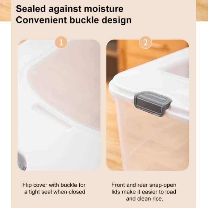 Pull-Top-Reiskübel, versiegelte, insekten- und feuchtigkeitsbeständige Aufbewahrungsbox für Lebensmittel, zufällige Farblieferung, Small 7.5kg Capacity, Large 10kg Capacity – Bild 5
