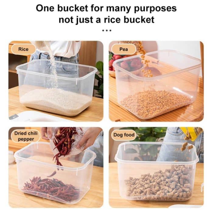 Pull-Top-Reiskübel, versiegelte, insekten- und feuchtigkeitsbeständige Aufbewahrungsbox für Lebensmittel, zufällige Farblieferung, Small 7.5kg Capacity, Large 10kg Capacity – Bild 8