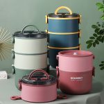 304 Edelstahl isolierte Schüssel Student Kunststoffschale Lunchbox, Single-Layer 1000ml, Dual-Layer 1600ml, Tri-Layer 2200ml – Bild 3