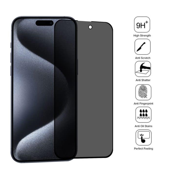 Vollständige Anti-Spionage-Siebdruckfolie aus gehärtetem Glas, For iPhone 15 Pro Max / 15 Plus, For iPhone 15 Pro / 15 – Bild 3