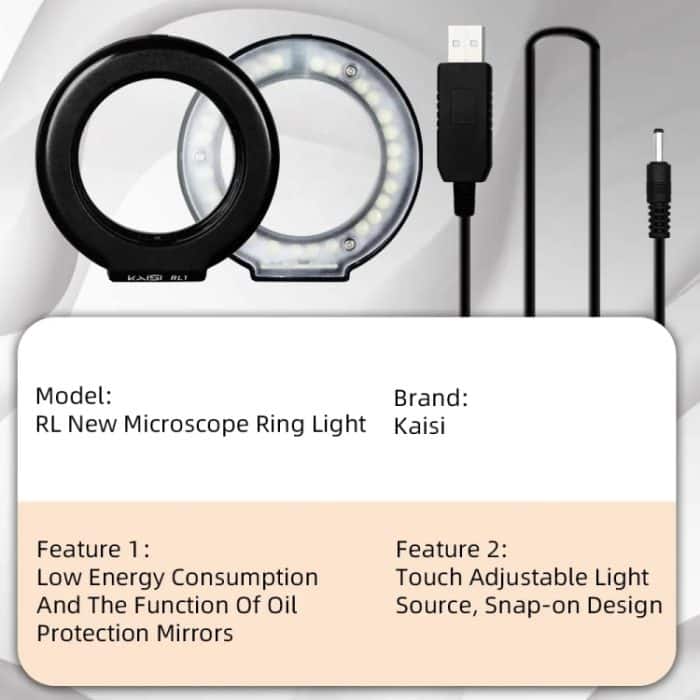 Kaisi RL1 28 Lampenperlen, USB-Schnittstelle, einstellbare Helligkeit, Mikroskop-LED-Ringlicht – Bild 4