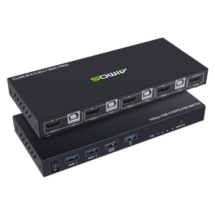 AIMOS AM-KVM401 4K 60Hz HDMI 4 In 1 Out KVM-Switch – Bild 1