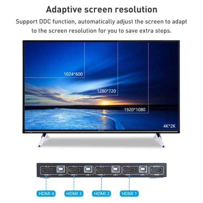 AIMOS AM-KVM401 4K 60Hz HDMI 4 In 1 Out KVM-Switch – Bild 8