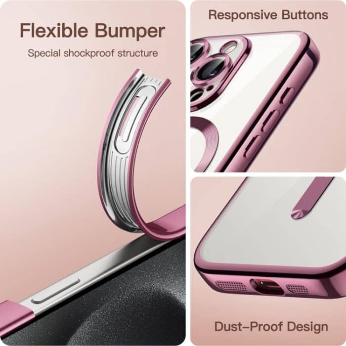 Magnetische, transparente, galvanisierte TPU-Telefonhülle, For iPhone 16 Pro Max, For iPhone 16 Pro, For iPhone 16, For iPhone 15 Pro Max – Bild 5