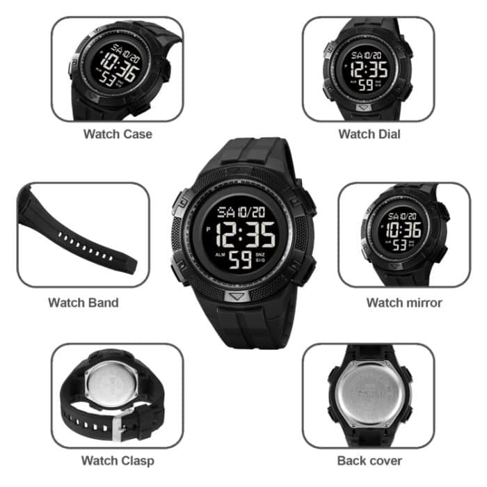SKMEI 2078 Multifunktionale Herren 50M wasserdichte Sport-Mode-Digital-Armbanduhr – Bild 2