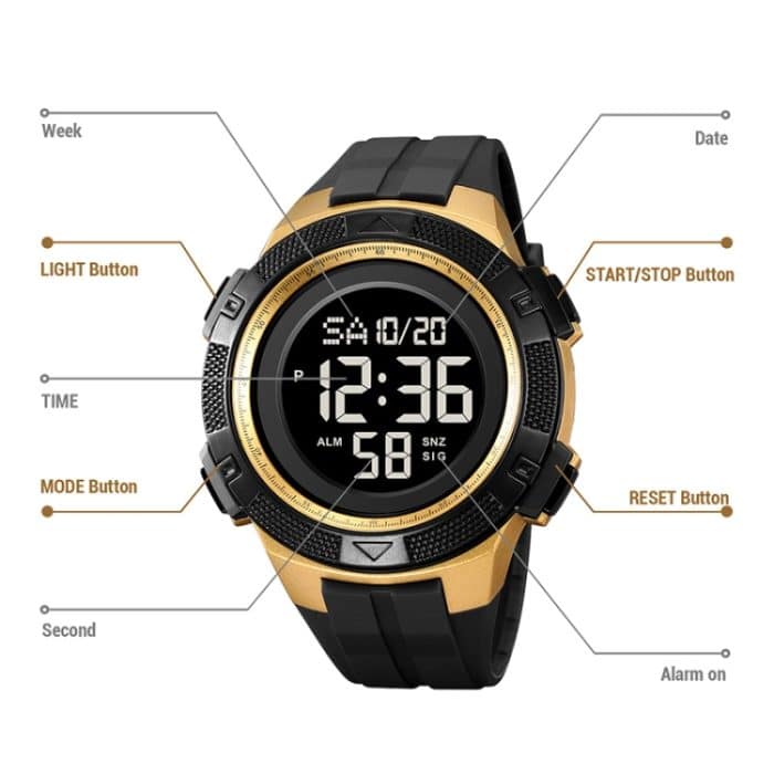 SKMEI 2078 Multifunktionale Herren 50M wasserdichte Sport-Mode-Digital-Armbanduhr – Bild 3