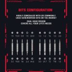 JAKEMY JM-8195 21 in 1 S-2 Bits Schraubendreher mit quadratischem Griff – Bild 2