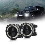 Y4 4 Zoll 1 Paar Lichtleiter Doppellinsen-Nebelscheinwerfer, For Jeep Wrangler JK 2 Door 2007-2015 – Bild 2