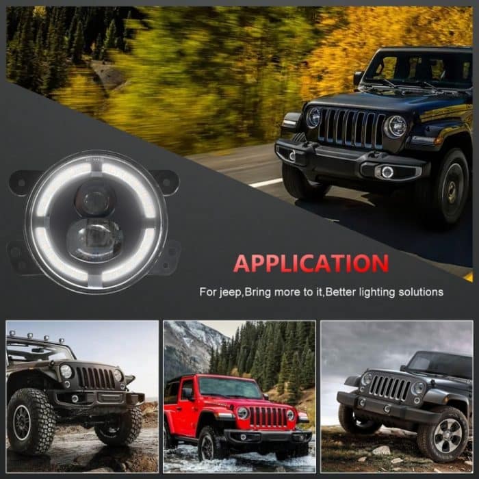 Y4 4 Zoll 1 Paar Lichtleiter Doppellinsen-Nebelscheinwerfer, For Jeep Wrangler JK 2 Door 2007-2015 – Bild 11