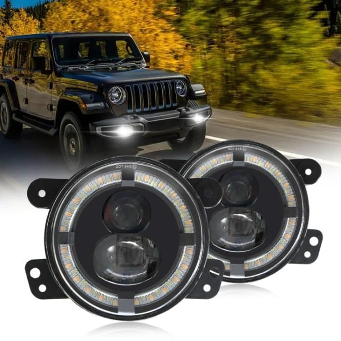 Y4 4 Zoll 1 Paar Lichtleiter Doppellinsen-Nebelscheinwerfer, For Jeep Wrangler JK 2 Door 2007-2015 – Bild 4