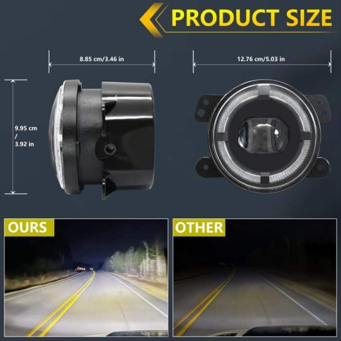 Y5 4 Zoll 1 Paar Lichtleiter Einzellinsen-Nebelscheinwerfer, For Jeep Wrangler JK 2 Door 2007-2015 – Bild 5