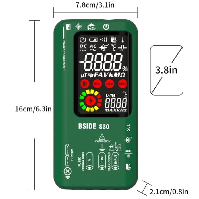 BSIDE S30 Intelligentes Farbdisplay-Infrarot-Temperaturmess-Multimeter, S30 (Green), S30 (Red), S30 (Black) – Bild 2