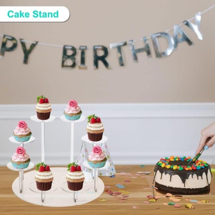 YX034 Cupcake-Regal aus Acryl mit Cartoon-Kuchen-Präsentationsständer – Bild 4