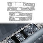 Für Ford Mustang Mach E 2021 4-in-1-Auto-Fensterheber-Panel, Diamant-dekorativer Aufkleber, linker Antrieb