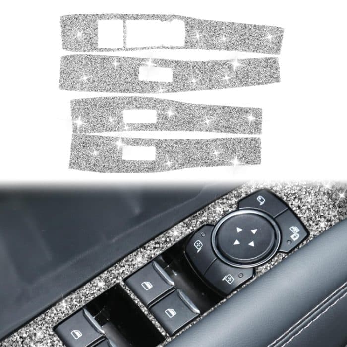 Für Ford Mustang Mach E 2021 4-in-1-Auto-Fensterheber-Panel, Diamant-dekorativer Aufkleber, linker Antrieb – Bild 1