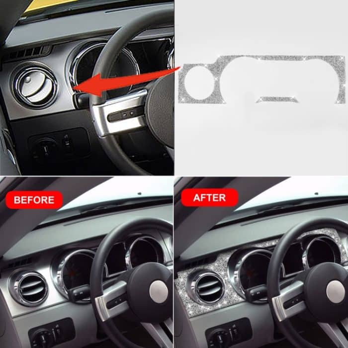 Für Ford Mustang 2005–2009, Auto-Armaturenbrett-Rahmen, Diamant-dekorativer Aufkleber, linker Antrieb – Bild 7