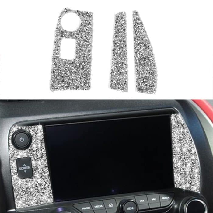 Für Chevrolet Corvette C7 2014–2019, 3-in-1-Auto-Navigationspanel, Diamant-dekorativer Aufkleber, linker Antrieb – Bild 1