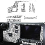 Für Chevrolet Corvette C7 2014–2019, 7-in-1-Auto-Zentralsteuerung, Diamant-dekorativer Aufkleber, linker Antrieb