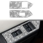 3 Stück Autofenster-Glasheber-Panel-Diamant-Dekorationsaufkleber, Linkslenker, Window Glass Lifter Panel