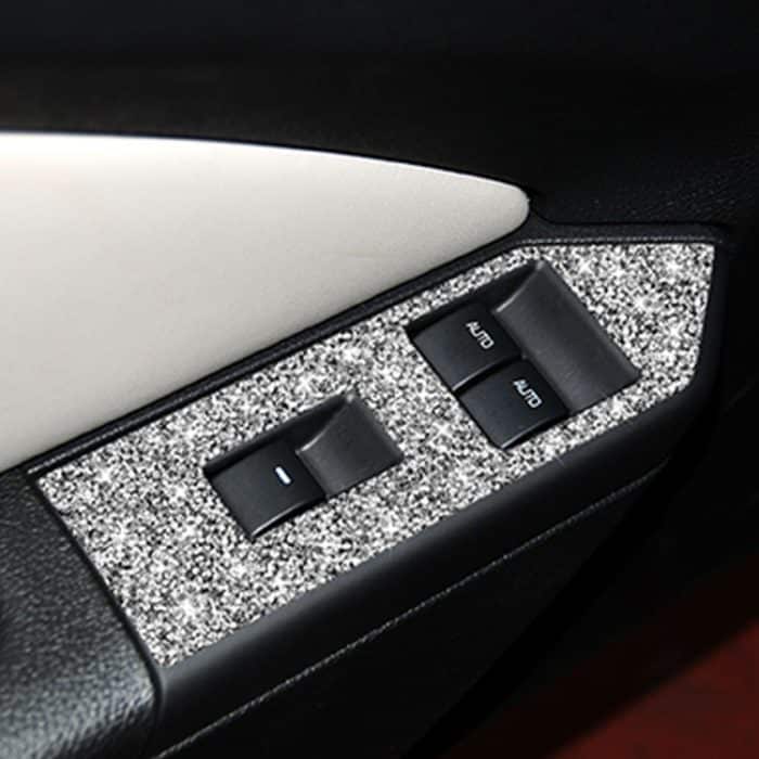 3 Stück Autofenster-Glasheber-Panel-Diamant-Dekorationsaufkleber, Linkslenker, Window Glass Lifter Panel – Bild 7