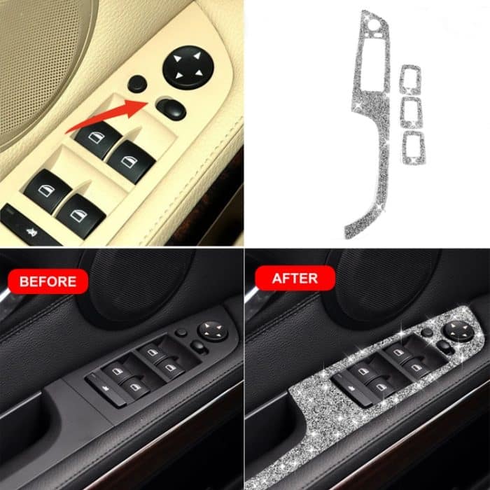 Für BMW 3er E90 / 320i / 325i 2005–2012, Auto-Fensterheber-Panel mit Klappschlüssel, 37,8 cm, Diamant-Dekoraufkleber, linker Antrieb – Bild 7