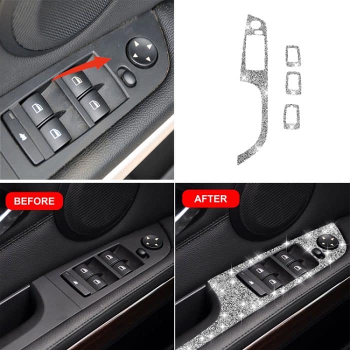Für BMW 3er E90 / 320i / 325i 2005–2012, Auto-Fensterheber-Panel, 35,8 cm, Diamant-dekorativer Aufkleber, linker Antrieb – Bild 7