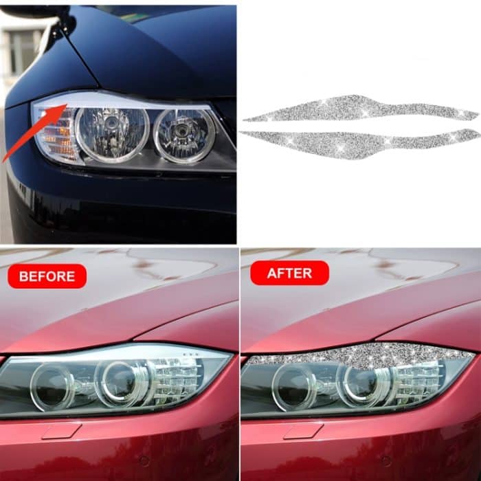 Für BMW 3er E90 / 318i / 320i / 325i 2005-2008 Auto-Licht-Augenbraue-Diamant-dekorativer Aufkleber – Bild 7