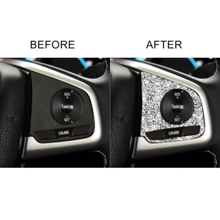 Für Honda Civic 2016–2019, Auto-Lenkradtasten, hohe Konfiguration, Diamant-Dekorationsaufkleber, linker und rechter Antrieb – Bild 6