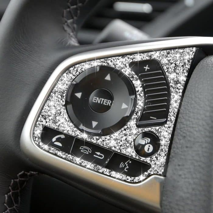 Für Honda Civic 2016–2019, Auto-Lenkradtasten, mittlere Konfiguration, Diamant-dekorativer Aufkleber, linker und rechter Antrieb – Bild 5