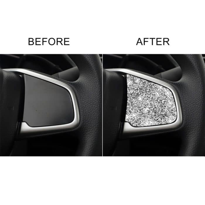 Für Honda Civic 2016–2019, Auto-Lenkradtasten, mittlere Konfiguration, Diamant-dekorativer Aufkleber, linker und rechter Antrieb – Bild 6