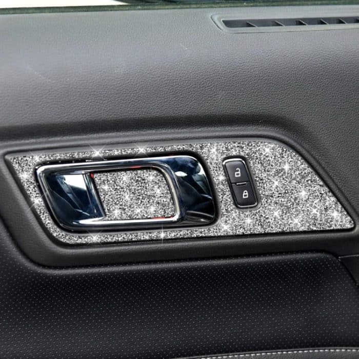 4 Stück Autotür-Innengriff-Panel-Diamant-Dekorationsaufkleber, linker und rechter Antrieb, Door Inner Handle Panel, Left and Right Drive – Bild 6
