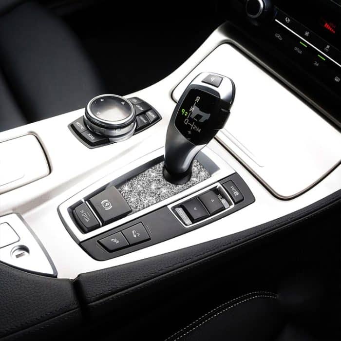 Für BMW 5er GT X3 X4 2009–2016, Auto-Schalthebelgriff unten, Diamant-Dekorationsaufkleber, Rechtslenker – Bild 5