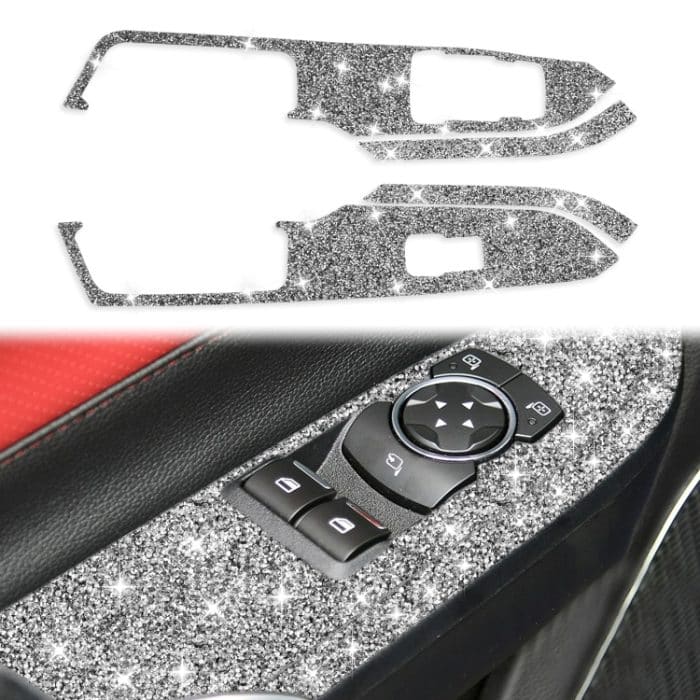 4 Stück Auto-Fensterheber-Panel-Diamant-Dekorationsaufkleber, linker Antrieb, Window Lift Panel, Left Drive – Bild 1