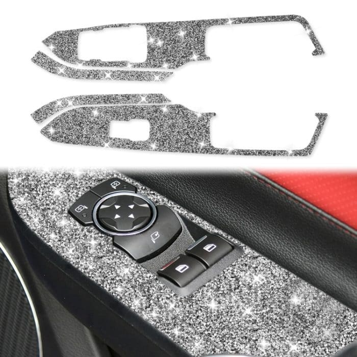 4 Stück Auto-Fensterheber-Panel-Diamant-Dekorationsaufkleber, rechter Antrieb, Window Lift Panel, Right Drive – Bild 1