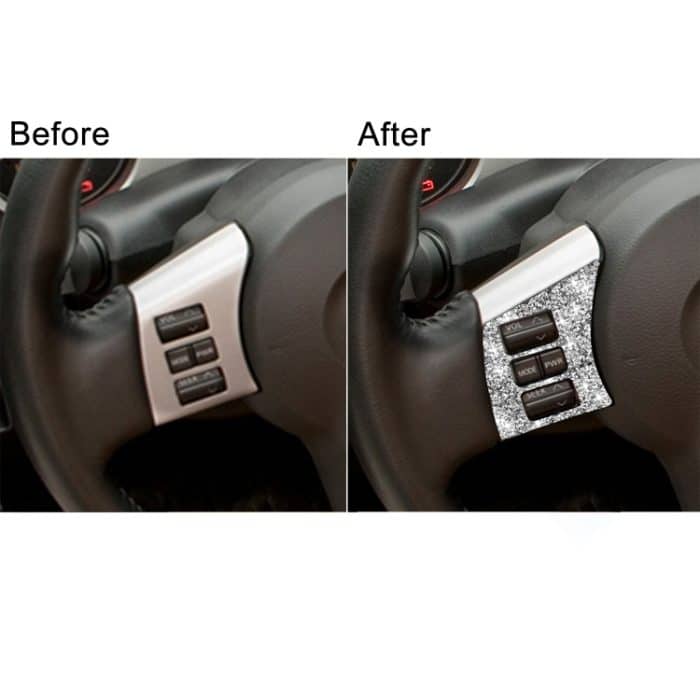 Für Nissan 350Z 2006–2009, Auto-Lenkrad-Knopfrahmen, Diamant-Aufkleber, linker und rechter Antrieb, universell – Bild 7