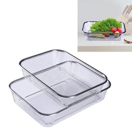 Haushalt Kreative Rechteckige Küche Edelstahl Obst Gemüse Lagerung Korb Höhlte Abfluss Waschen Box, S, M, L