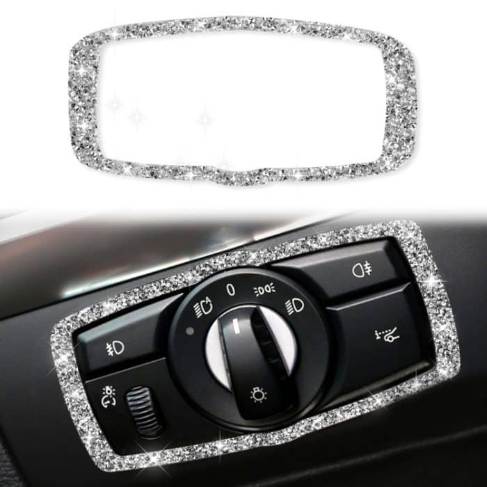 EDA005835801.jpg Für BMW X5 E70 / X6 E71 2008-2013 Auto-Scheinwerferschalterrahmen, Diamant-Dekorationsaufkleber, Headlight Switch Frame – Bild 1